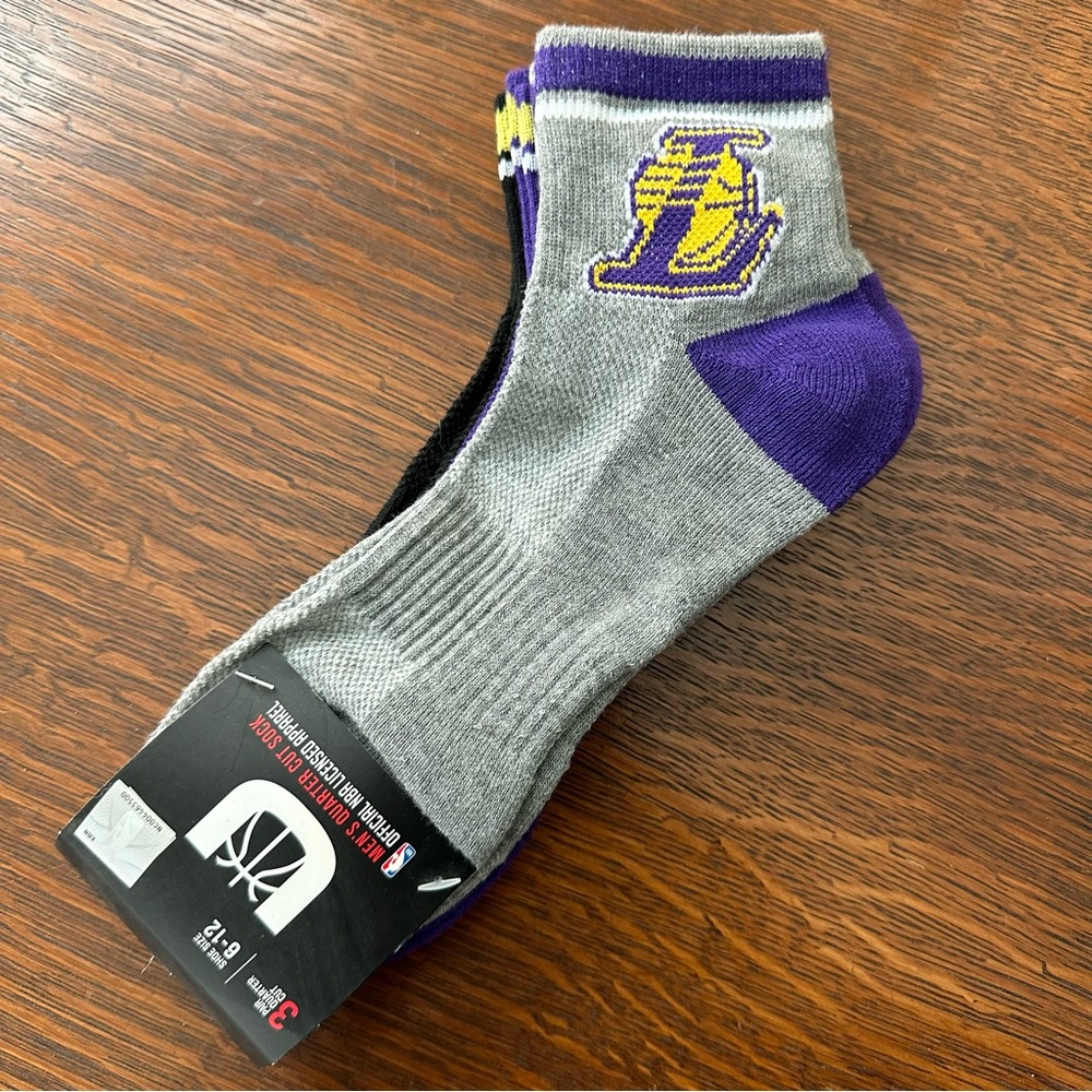 NWT NBA Licensed Men's Lakers Socks 3-Pak